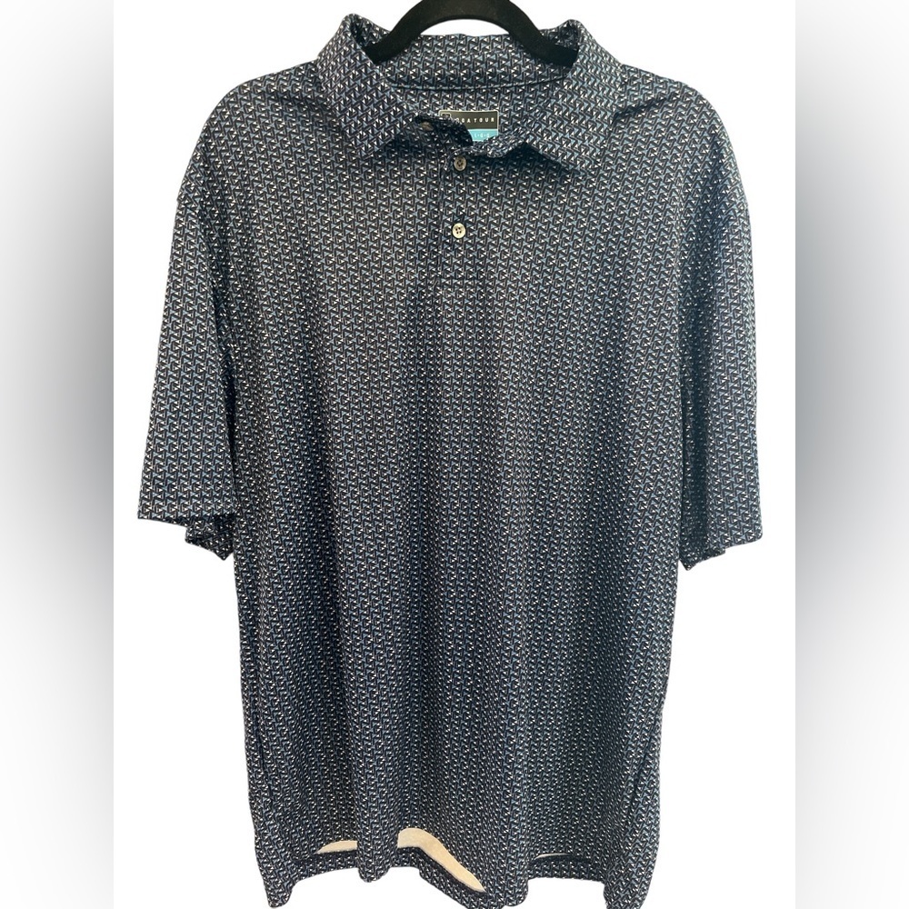 PGA Tour Polo Black and Blue Design Large Excellent‎